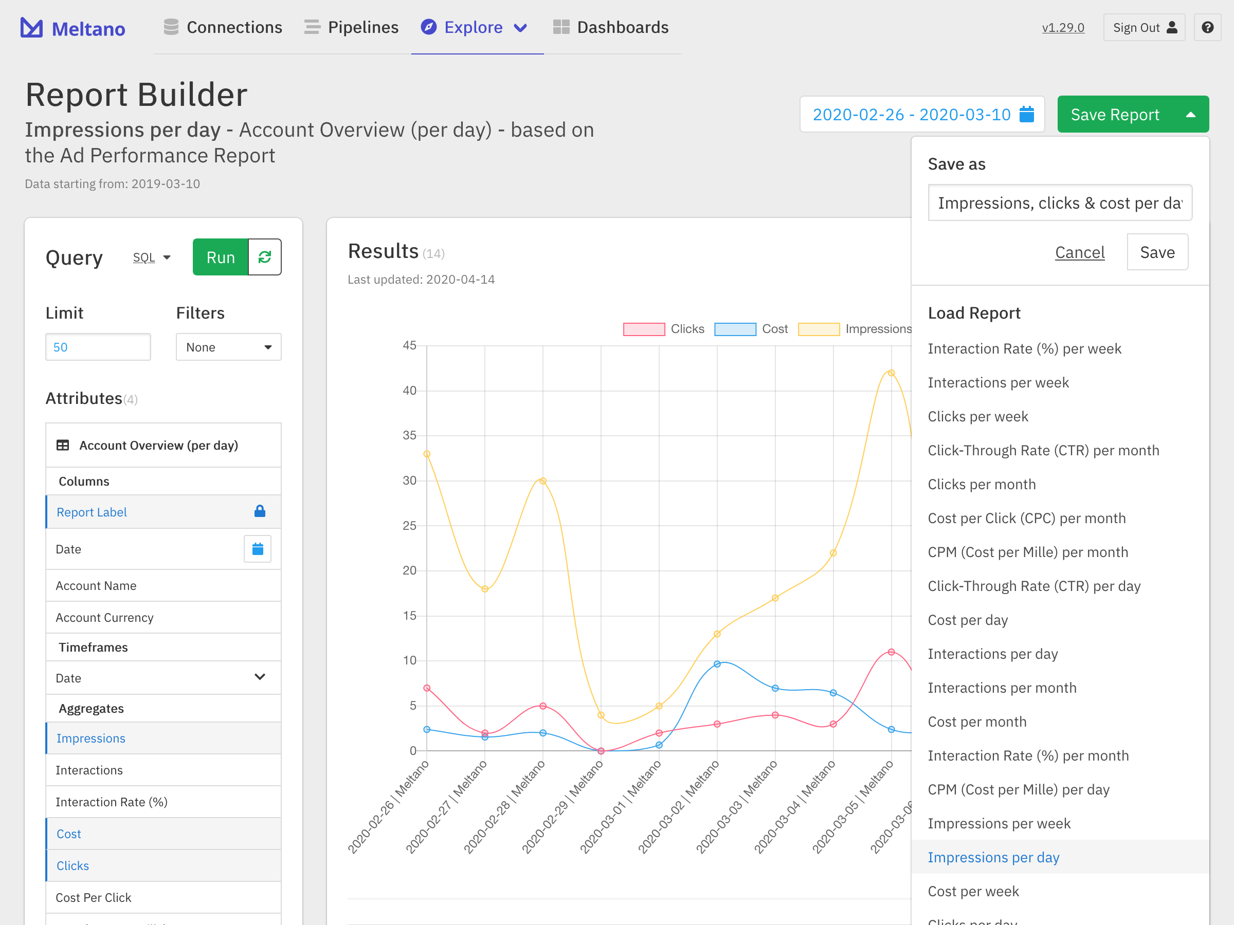 Save Report dialogue for naming the report you want to save